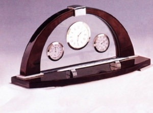 Часы полированные настольные с термометром, гигрометром.
